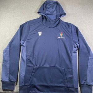 Macron Manu Samoa Rugby Hoodie Navy Blue Mens XL Macron Logo Island Rugby